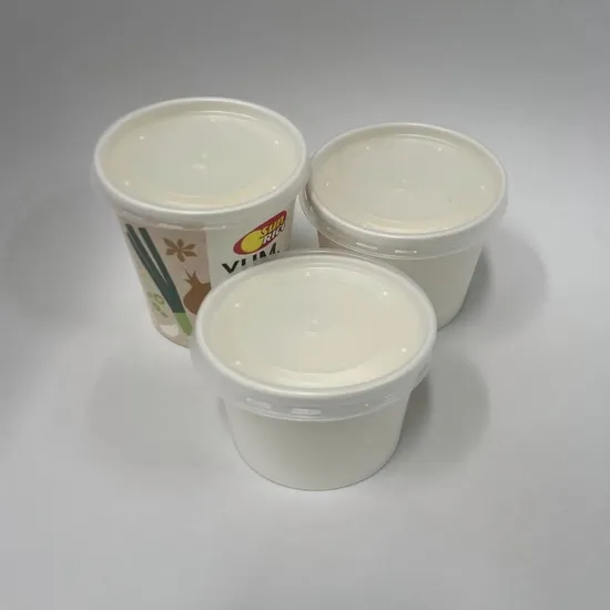 Disposable 440ml Oil Resistant Paper Soup Bowl None Toxic Soup Cup with Lids