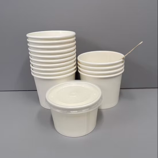 Disposable 440ml Oil Resistant Paper Soup Bowl None Toxic Soup Cup with Lids