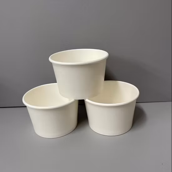 Disposable 440ml Oil Resistant Paper Soup Bowl None Toxic Soup Cup with Lids