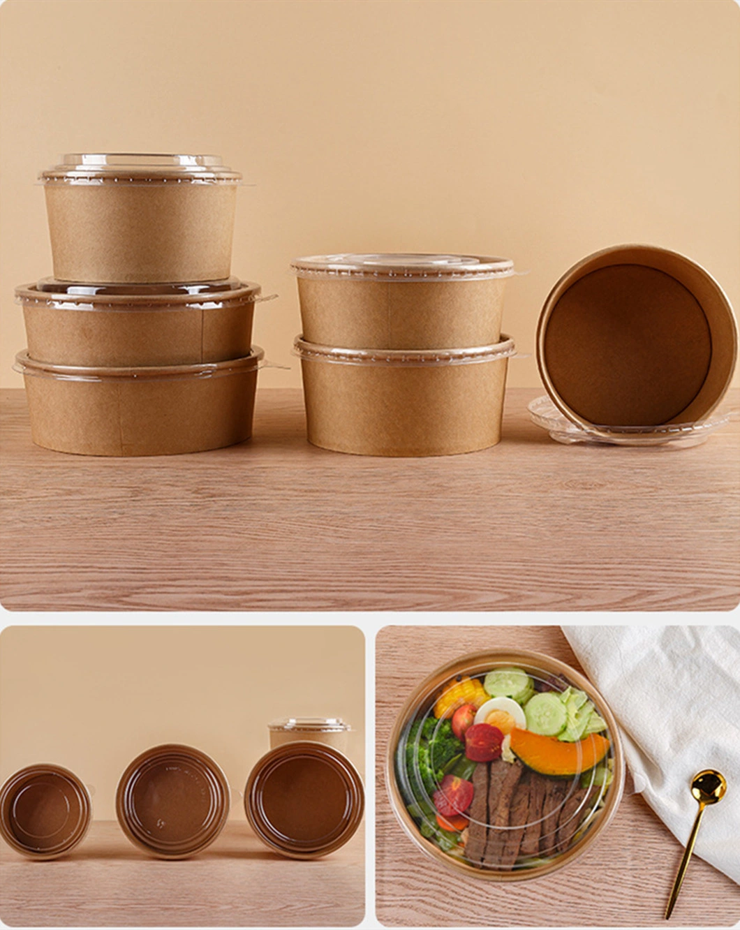 Thickened Salad Bowl Soup Cup with Lid Paper Bowl Disposable Porridge Bucket