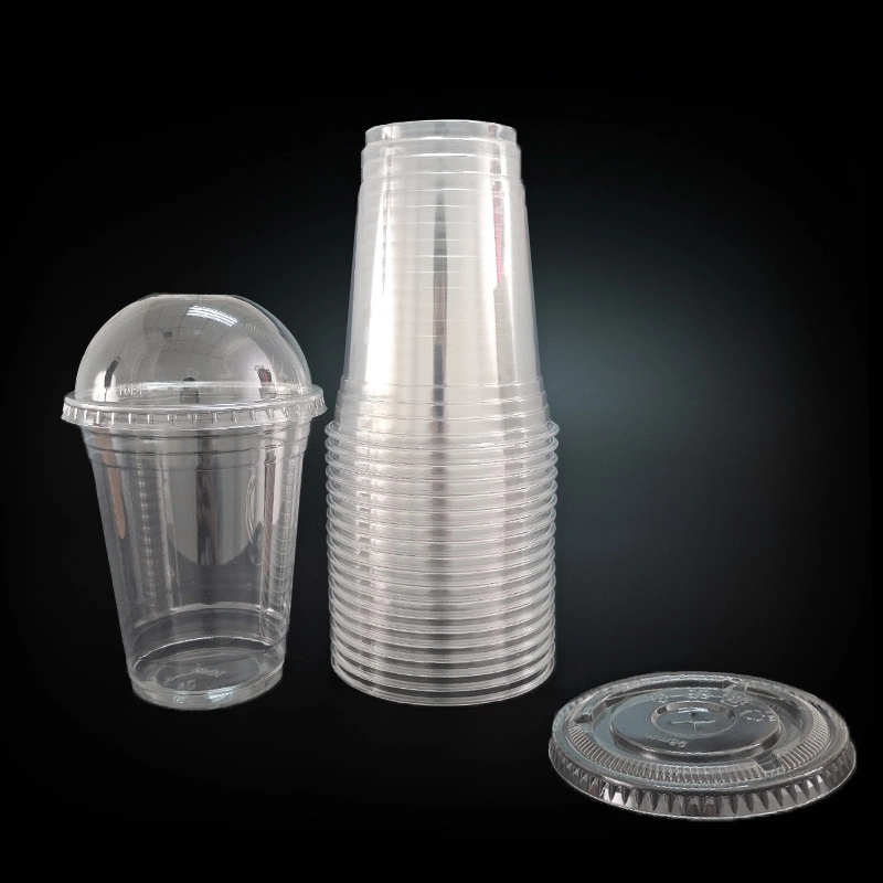 16oz 473ml 98mm Top Diameter High Transparency Clear Color Cold Drinking Pet Cups with Dome Lid or Flat Lid