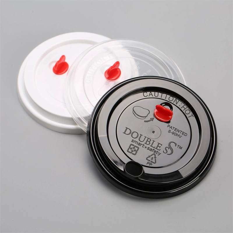 Disposable Round PP Plastic Lids Clear Lids for Coffee/Bubble Tea Cup with Straw