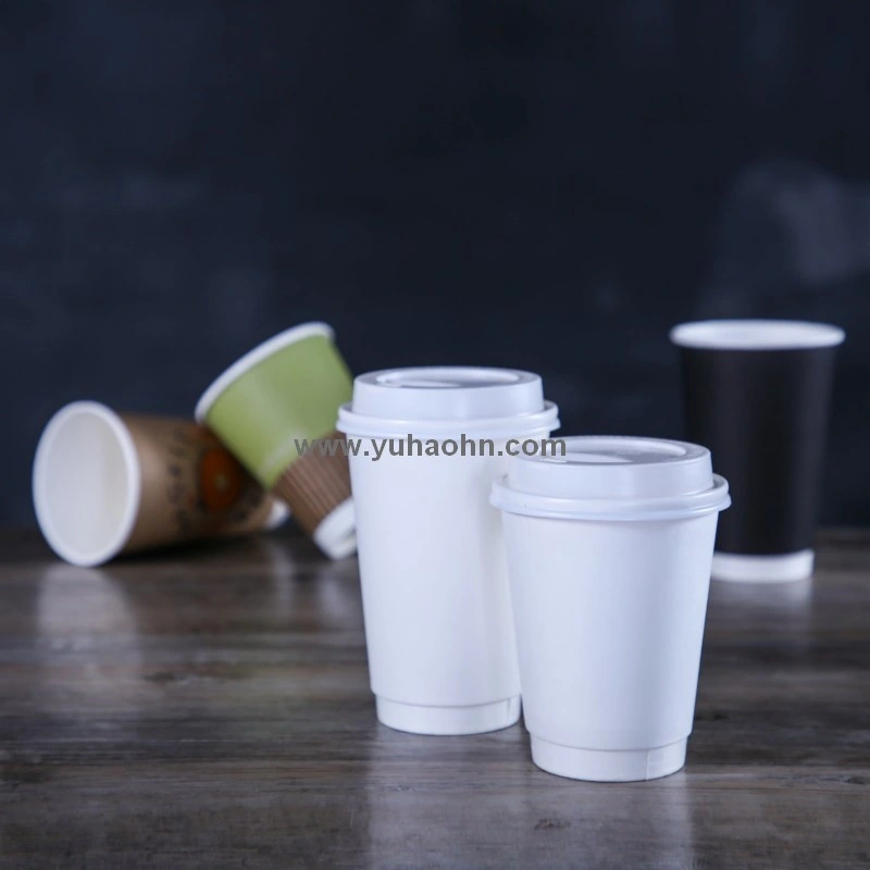 16oz Custom Printed Compostable Take Away Double Wall Paper Coffee Cup PLA 100% Biodegradable