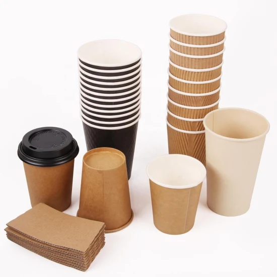 Одноразовый чайник с двойными стенками, компостируемая еда на вынос, напечатанный на заказ логотип с крышкой, персонализированная бумажная кофейная чашка